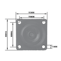 31-SPLEV80F-5 MODULAR SOLUTIONS CASTER 90MM, SWIVEL PLATE WITH HEIGHT ADJUSTMENT TOP FLAT PLATE/BALL BEARING